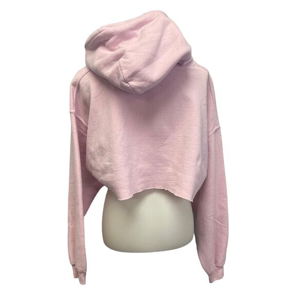 Hand Printed Upcycled Womens XL Equality Rainbow LGBTQ Cropped Cutoff Hoodie - Picture 4 of 6